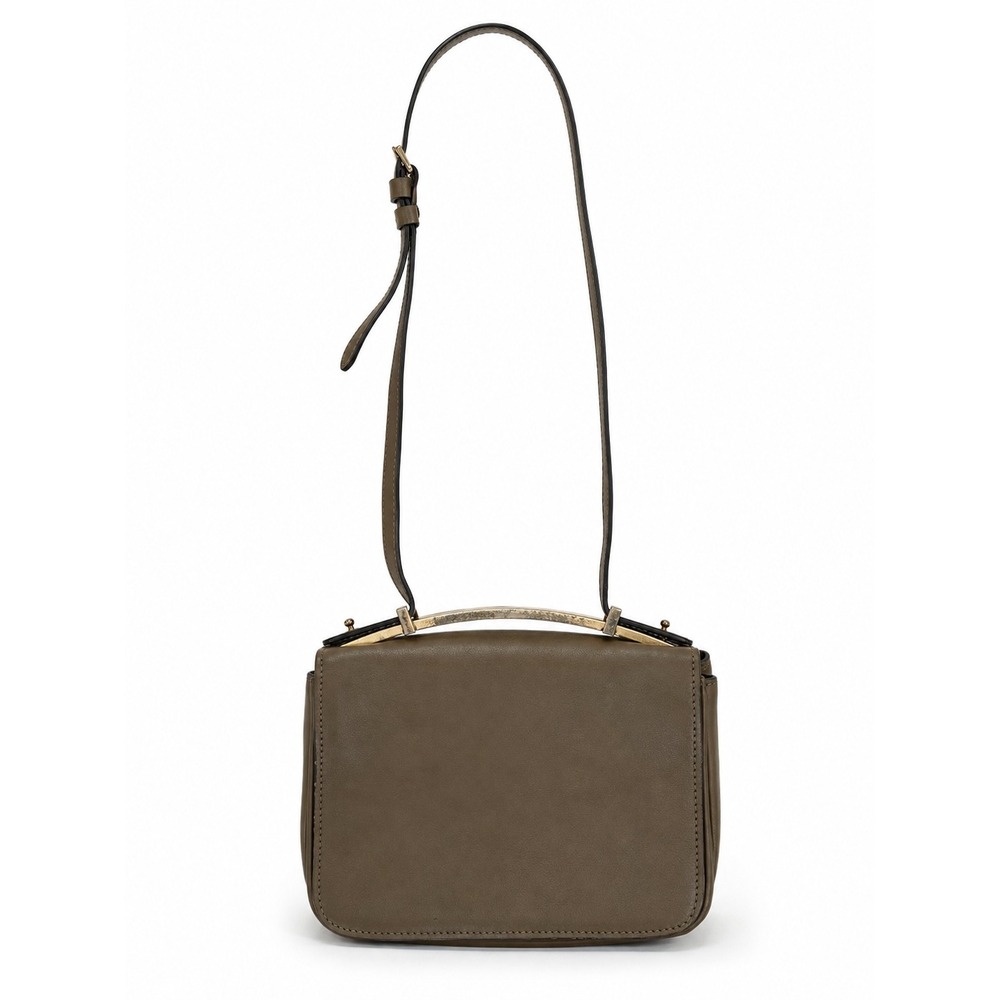 Marni Taupe Leather Accordion Crossbody Bag Gold Hardware Flap Shoulder Bag